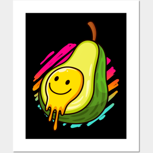 Avocado Smiling Face Cartoon Fruit Posters and Art